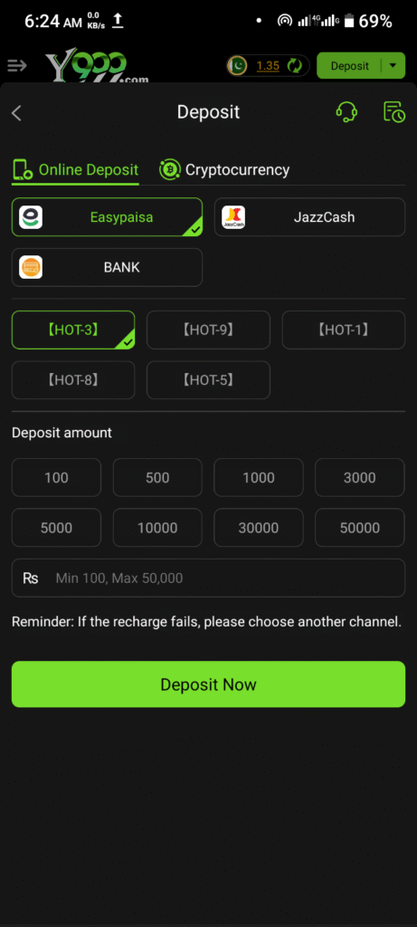 Y999 game deposit